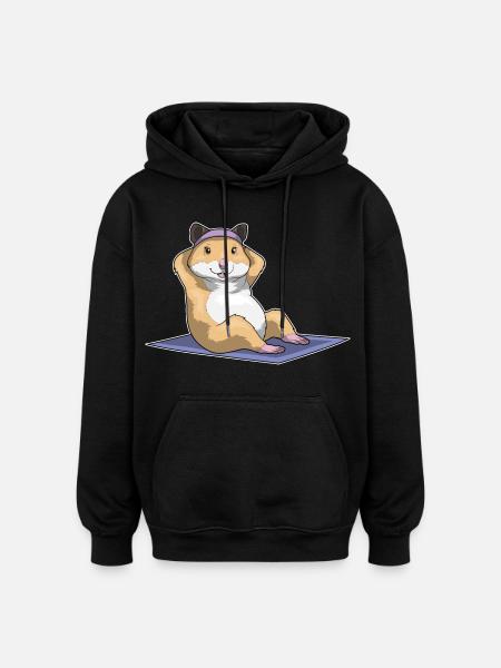 Hamster Abdominal Muscle Training Bodybuilding - Oversized Unisex Hoodie - black