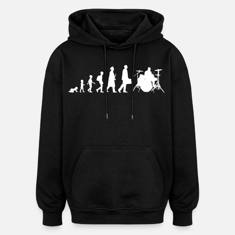 Schlagzeuger Evolution - Oversized Unisex Hoodie - Schwarz