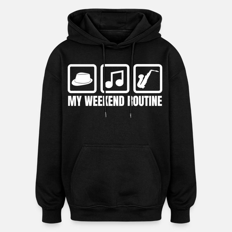 Meine Wochenendroutine - Oversized Unisex Hoodie - Schwarz