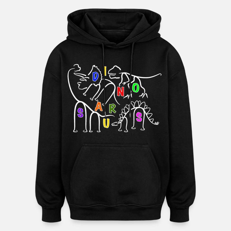 verschiedene Dinosaurier Dino Liniengrafik - Oversized Unisex Hoodie - Schwarz