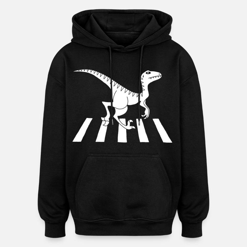 Dinosaure piéton (blanc) - Sweat à capuche oversize unisexe - noir