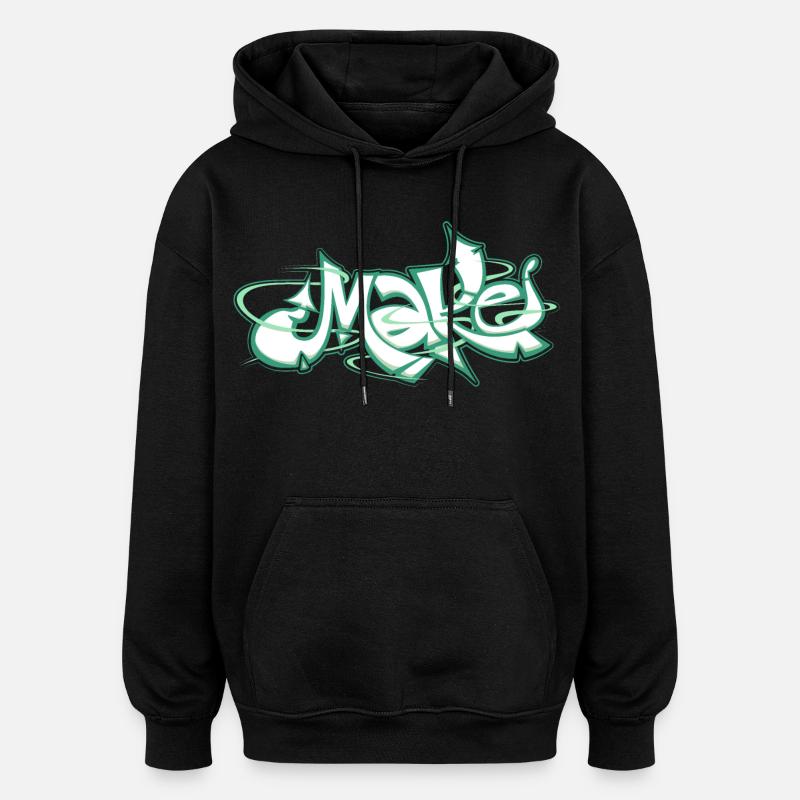 Le mot vert fait des graffitis - Sweat à capuche oversize unisexe - noir