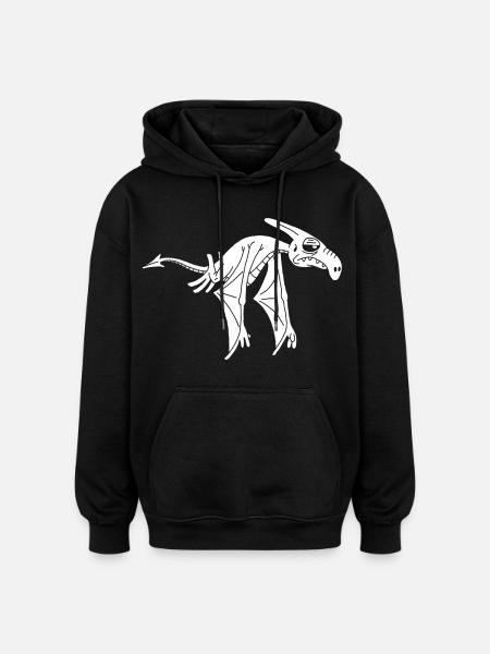 White Flying Dinosaur - Oversized Unisex Hoodie - black