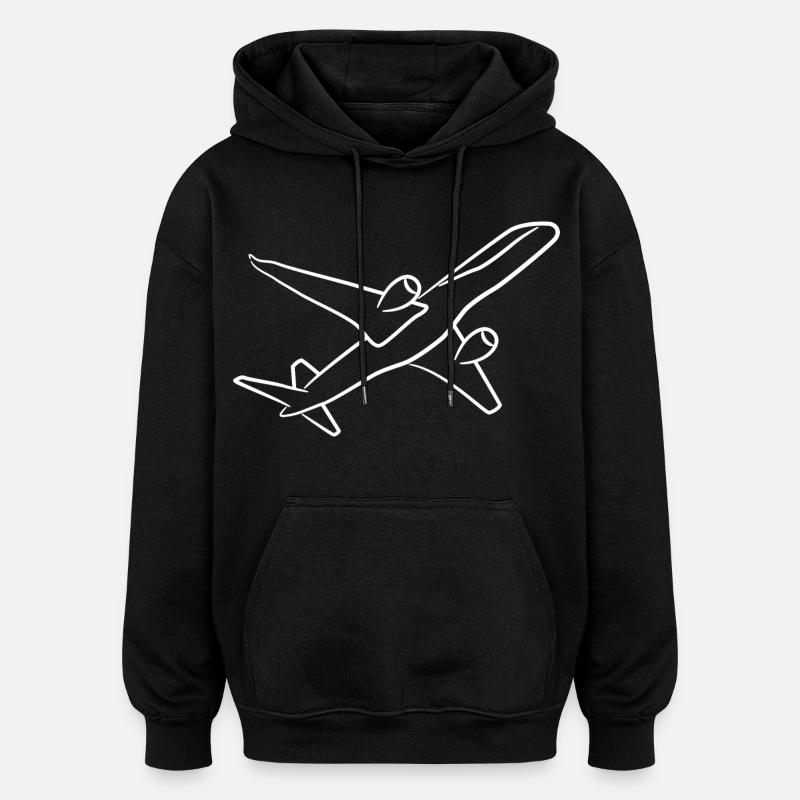 Croquis d’avion - Sweat à capuche oversize unisexe - noir