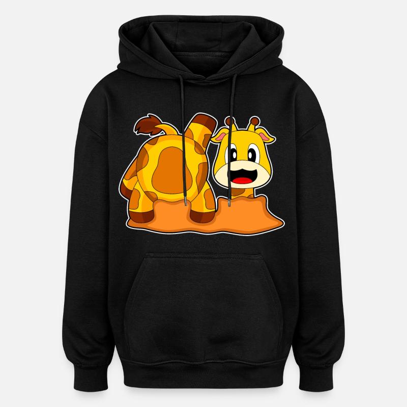 Girafe Trou de Terre - Sweat à capuche oversize unisexe - noir