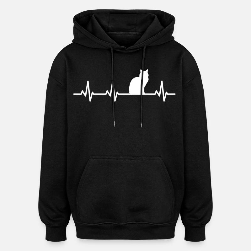 Battement de cœur de chat - Sweat à capuche oversize unisexe - noir