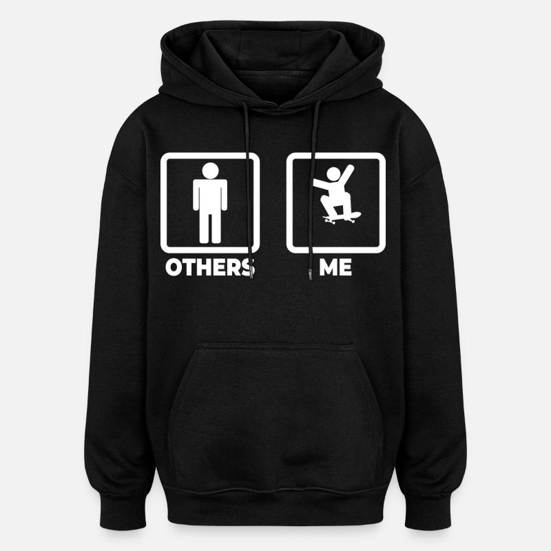 Skateboarding Strichmännchen - Oversized Unisex Hoodie - Schwarz