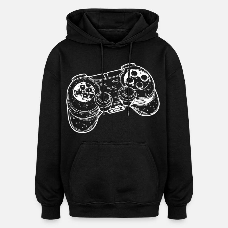 Video Game Controller Drawing - Oversized Unisex Hoodie - black