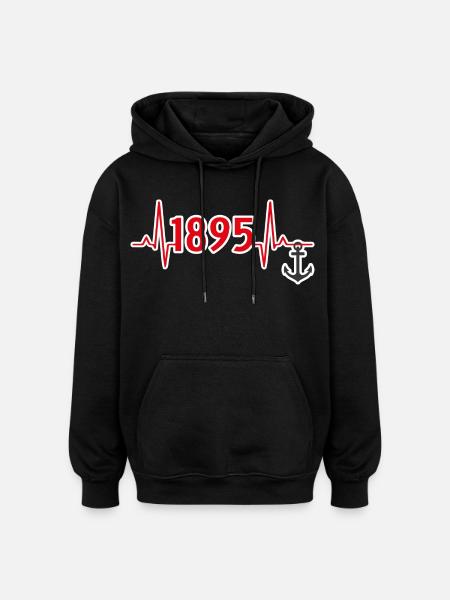 1895 mit Anker - Oversized Unisex Hoodie - Schwarz