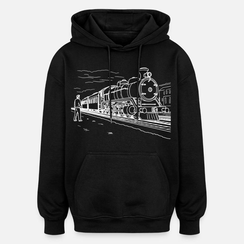 Train Lover Drawing - Oversized Unisex Hoodie - black