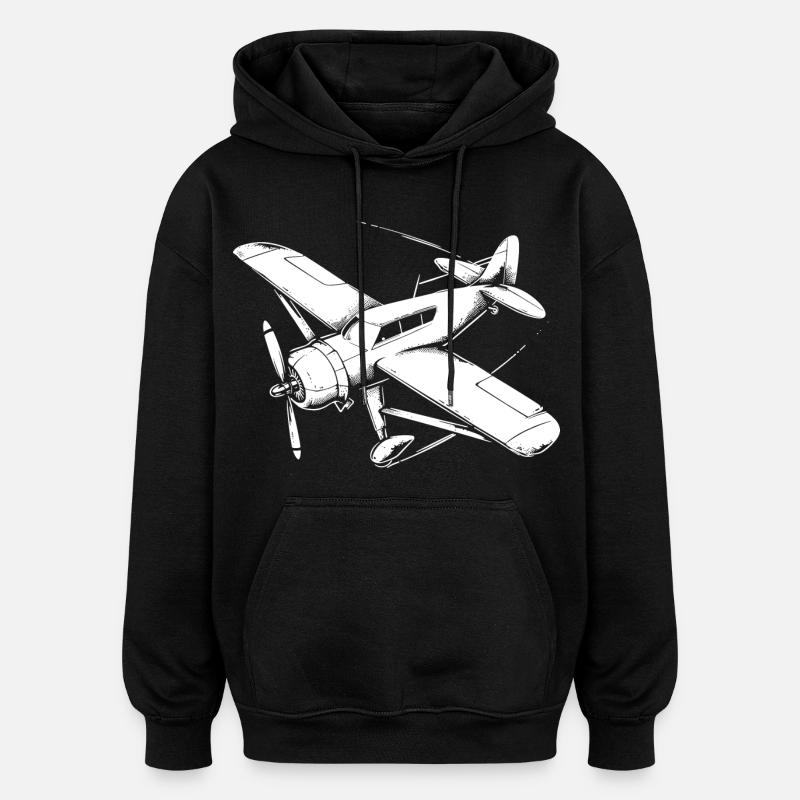 Propeller Plane Drawing - Oversized Unisex Hoodie - black