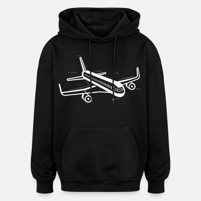 Dessin d’avion - Sweat à capuche oversize unisexe - noir