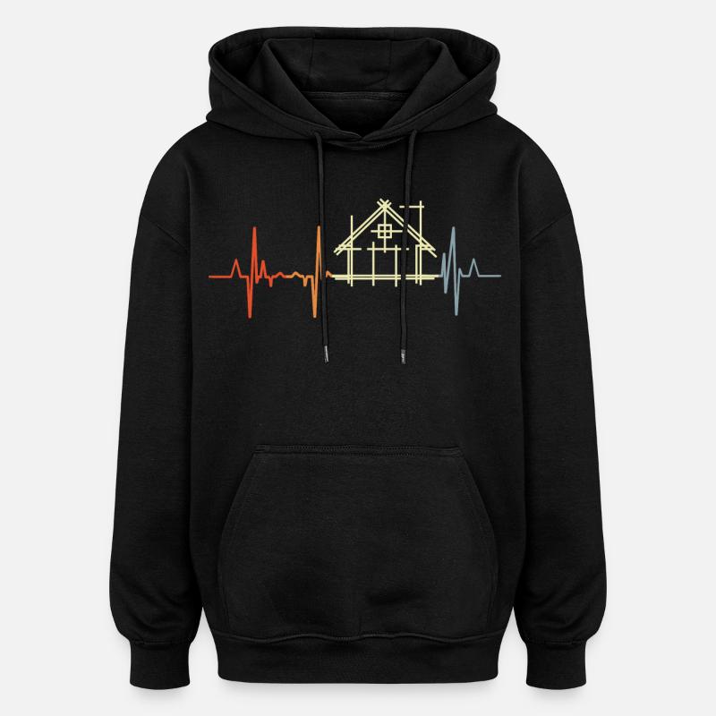 Architecte Cardiogram Look Rétro - Sweat à capuche oversize unisexe - noir