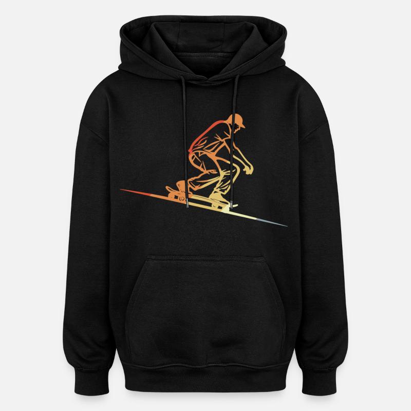 Skateboard Style rétro - Sweat à capuche oversize unisexe - noir