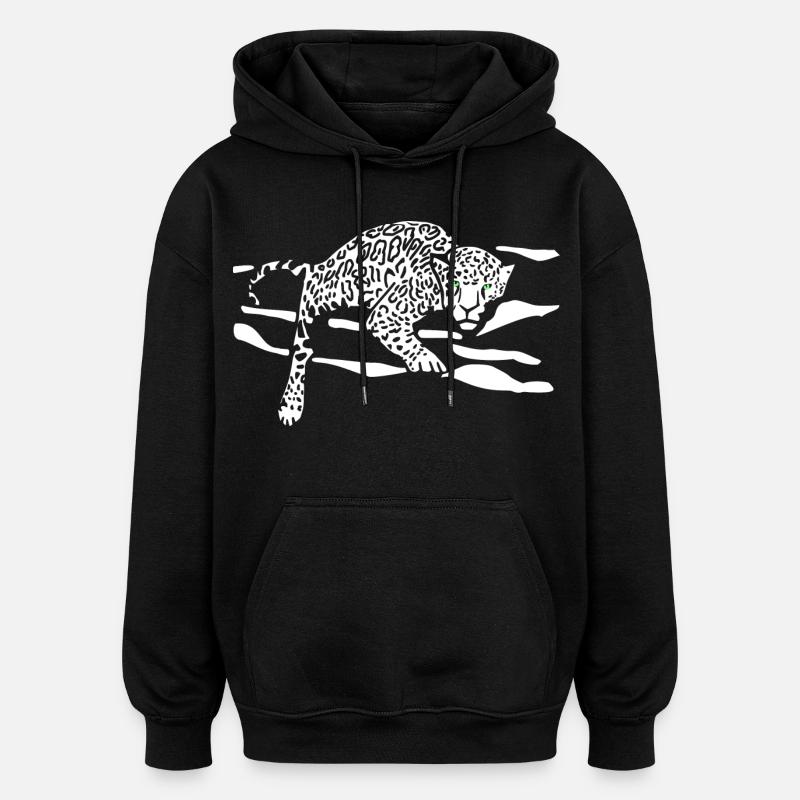 Silhouette de saut léopard - Sweat à capuche oversize unisexe - noir
