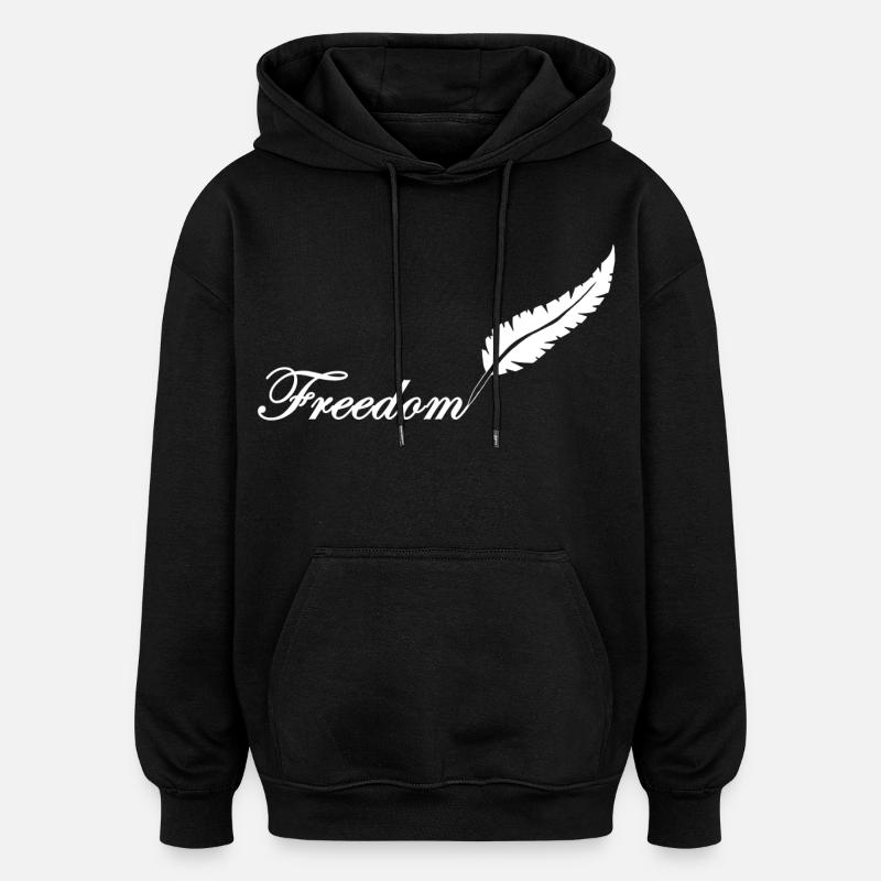 Plume blanche et liberté - Sweat à capuche oversize unisexe - noir