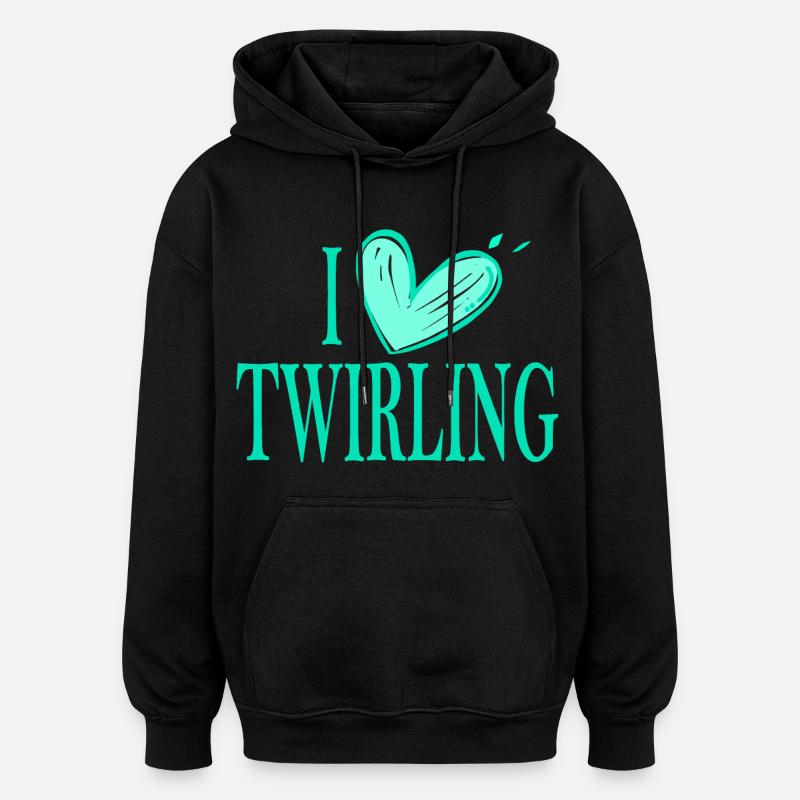 I love twb vert - Sweat à capuche oversize unisexe - noir