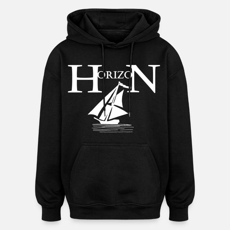 Weißes Boot und Horizont - Oversized Unisex Hoodie - Schwarz