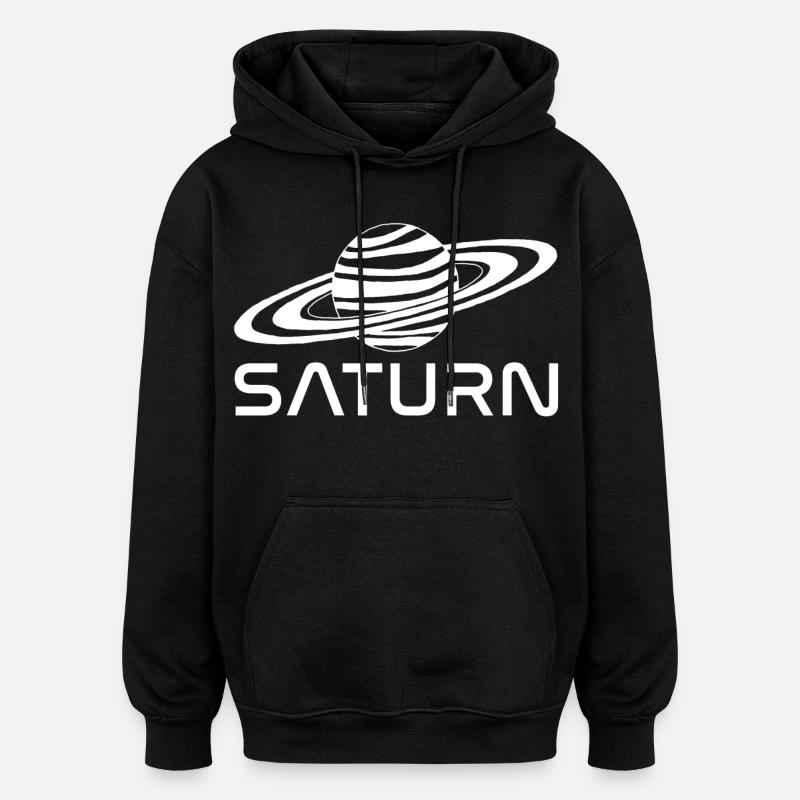 Planète saturne blanche - Sweat à capuche oversize unisexe - noir