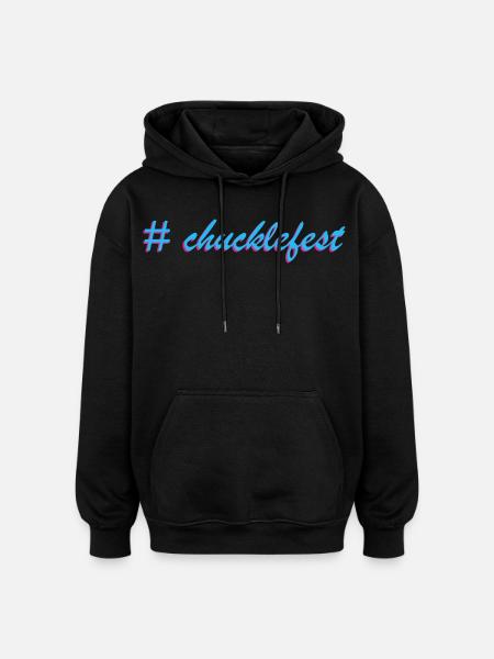 Slogan de l’étiquette d’éclosion Chucklefest - Sweat à capuche oversize unisexe - noir
