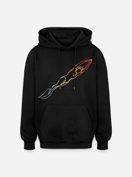 Swimming Retro Style - Oversized Unisex Hoodie - black