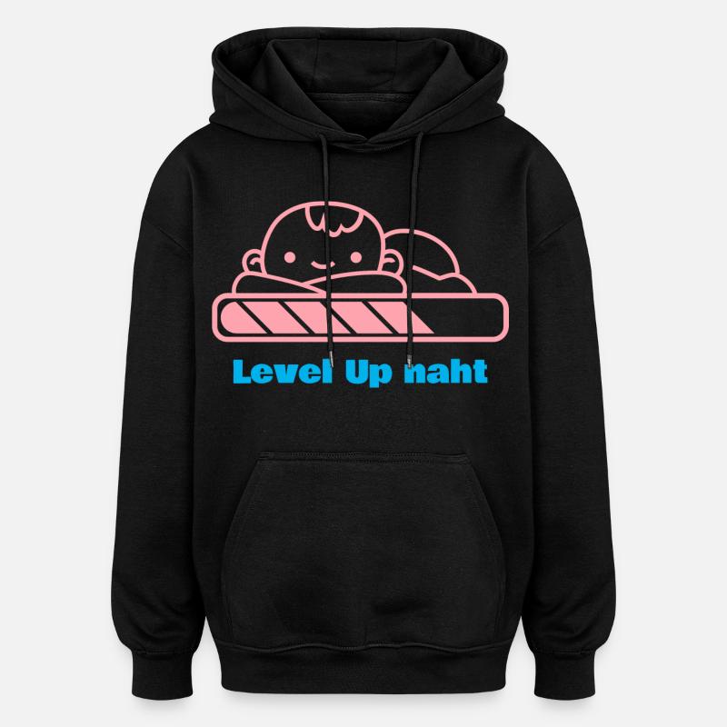 Level Up, Bald-Papa! - Oversized Unisex Hoodie - Schwarz