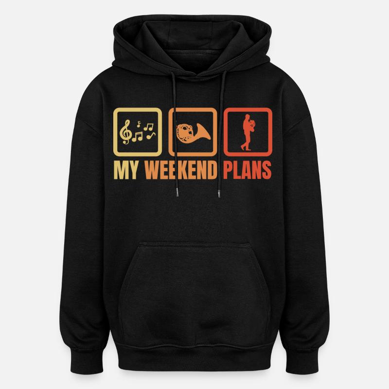 French horn player weekend routine - Oversized Unisex Hoodie - black