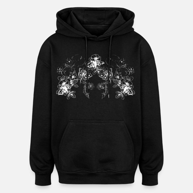 PAPILLONS - Sweat à capuche oversize unisexe - noir