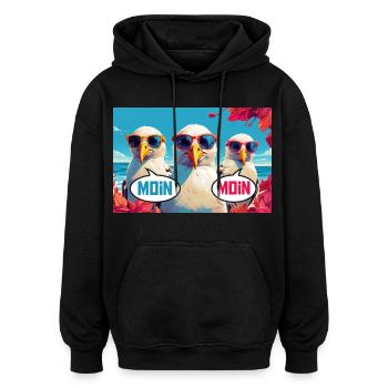 Moin Moin Möwen - Oversized Unisex Hoodie - Schwarz - Vorne - Noah (186cm)