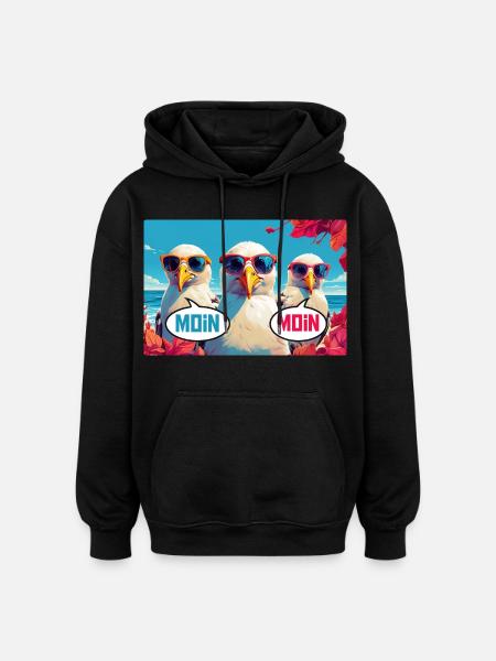 Moin Moin Möwen - Oversized Unisex Hoodie - Schwarz