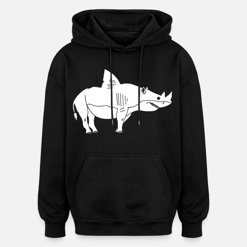 Requin rhinocéros blanc - Sweat à capuche oversize unisexe - noir