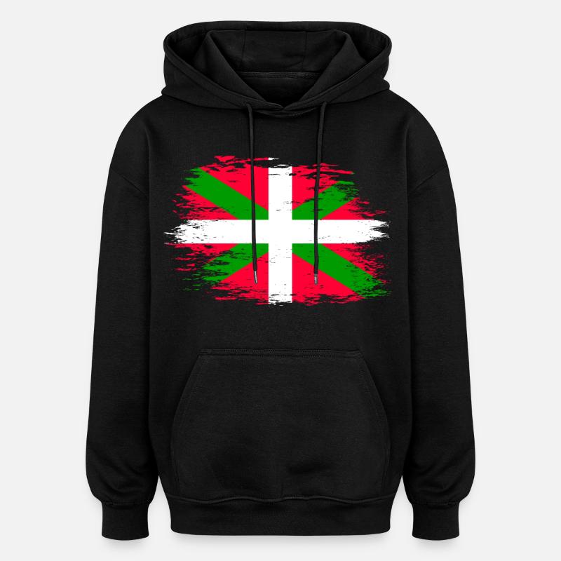 Drapeau basque utilisé - Sweat à capuche oversize unisexe - noir