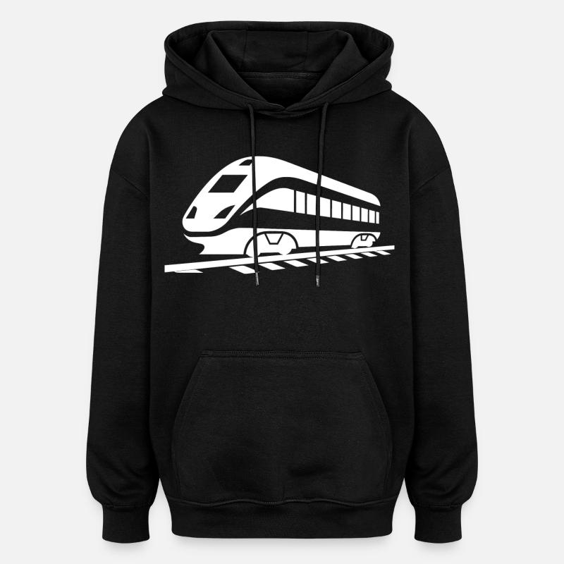 Dessin ferroviaire - Sweat à capuche oversize unisexe - noir