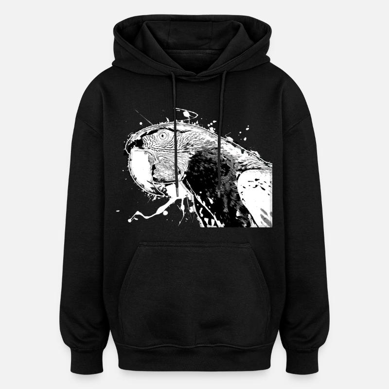 Perroquet - Sweat à capuche oversize unisexe - noir