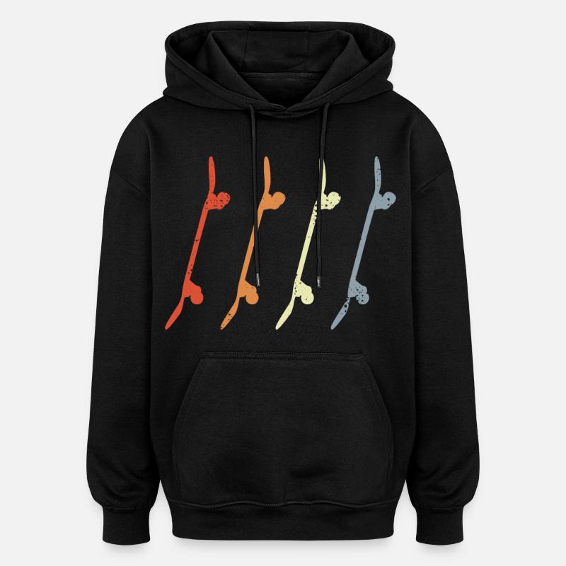 Skateboards Look Rétro - Sweat à capuche oversize unisexe - noir