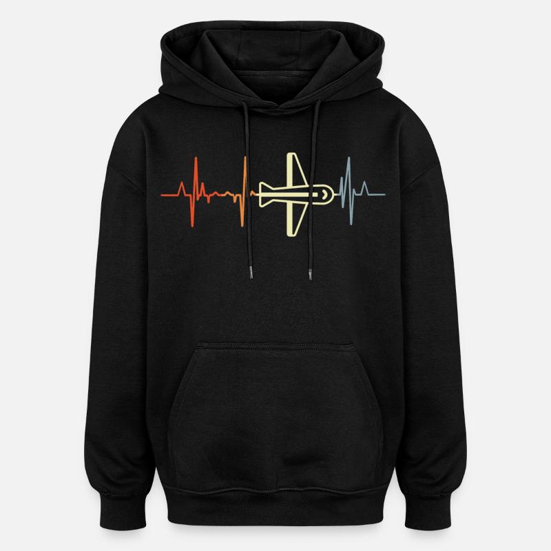 Rythme cardiaque pilote - Sweat à capuche oversize unisexe - noir