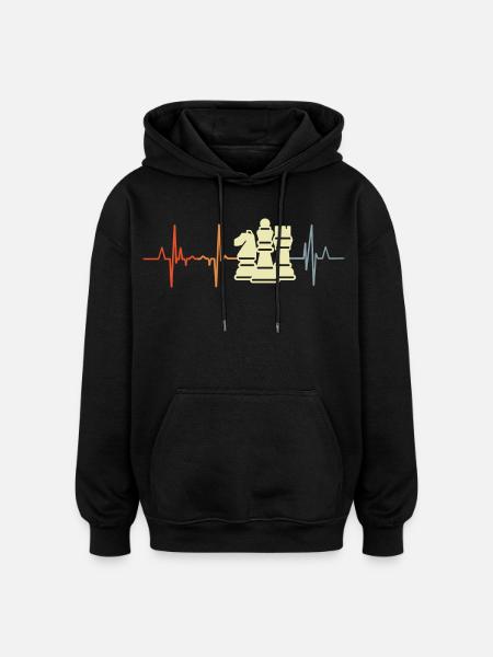 Schachfiguren Kardiogramm - Oversized Unisex Hoodie - Schwarz