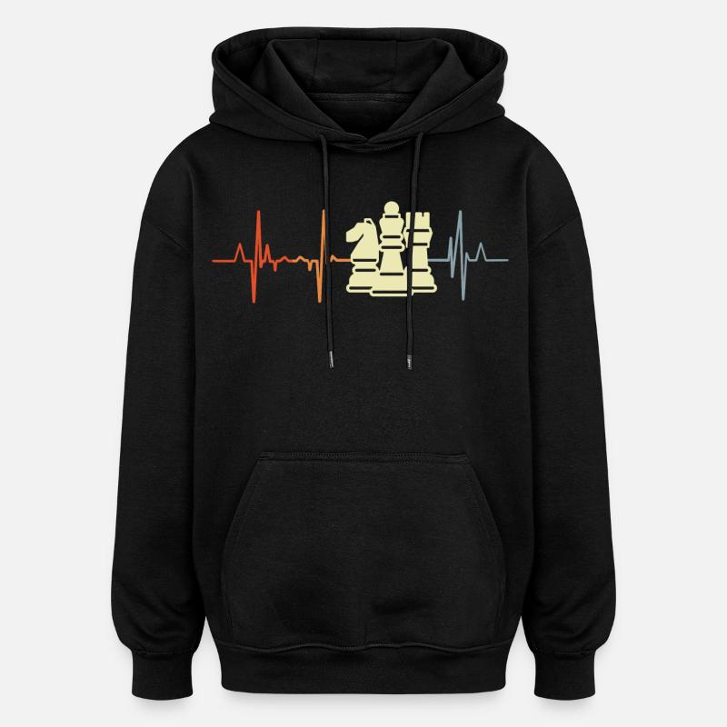 Pièces d’échecs Cardiogramme - Sweat à capuche oversize unisexe - noir