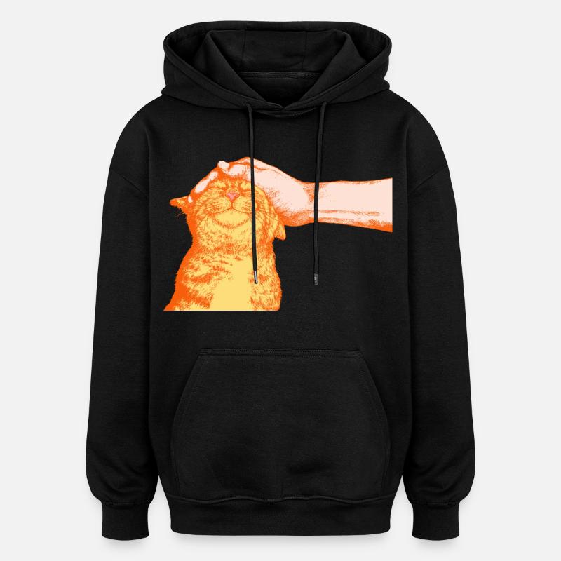 LE CHAT HEUREUX - Sweat à capuche oversize unisexe - noir