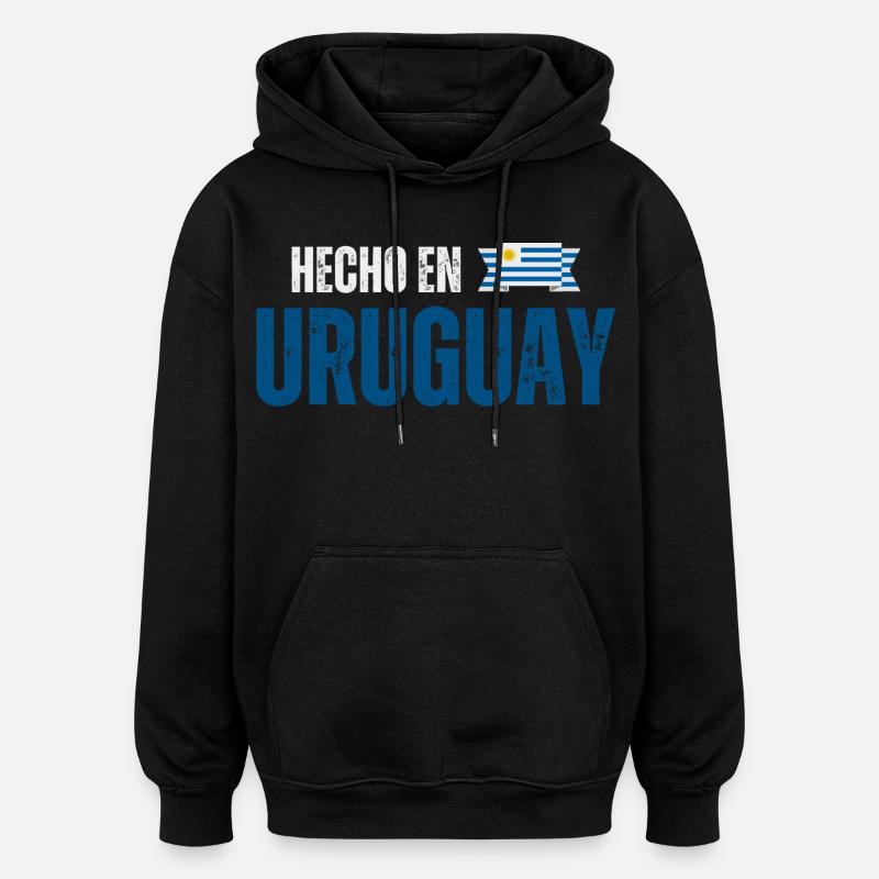 Fabriqué en Uruguay, fierté uruguayenne - Sweat à capuche oversize unisexe - noir