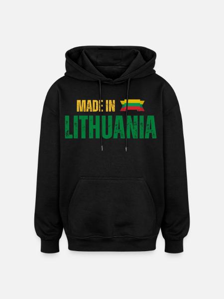 Made in Lithuania, Lithuanian pride - Oversized Unisex Hoodie - black