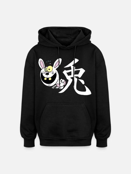 Crazy Rabbit manga - Oversized Unisex Hoodie - black