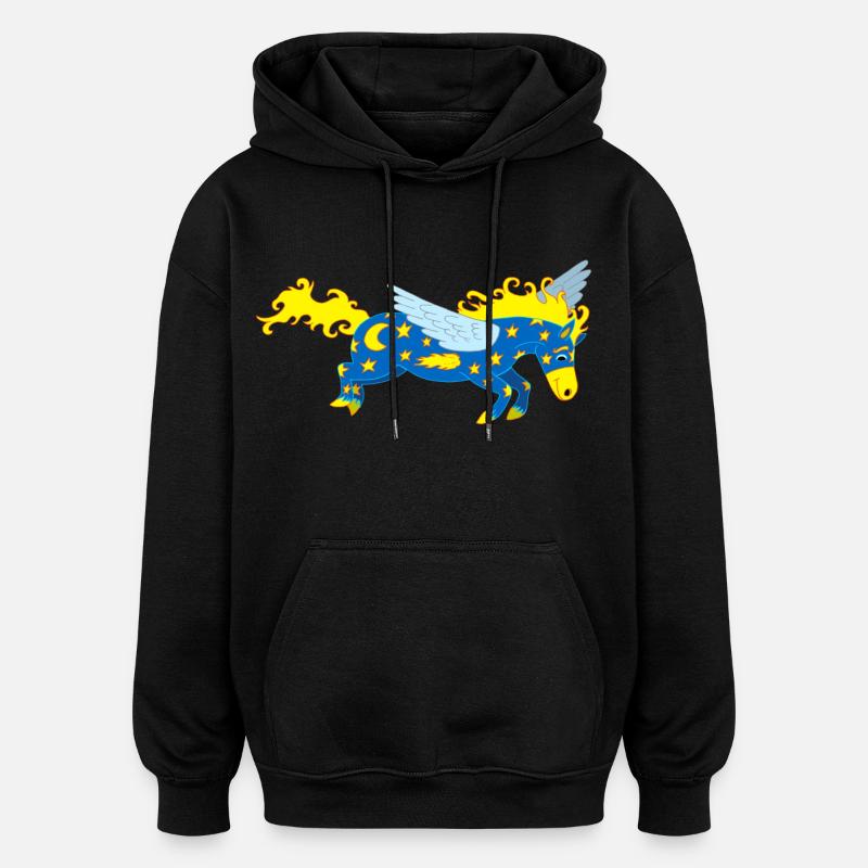 Cheval Pégase - Sweat à capuche oversize unisexe - noir