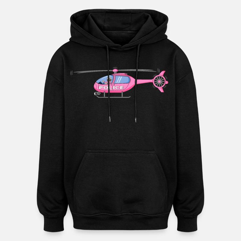 Polizeihubschrauber in Rosa - Oversized Unisex Hoodie - Schwarz