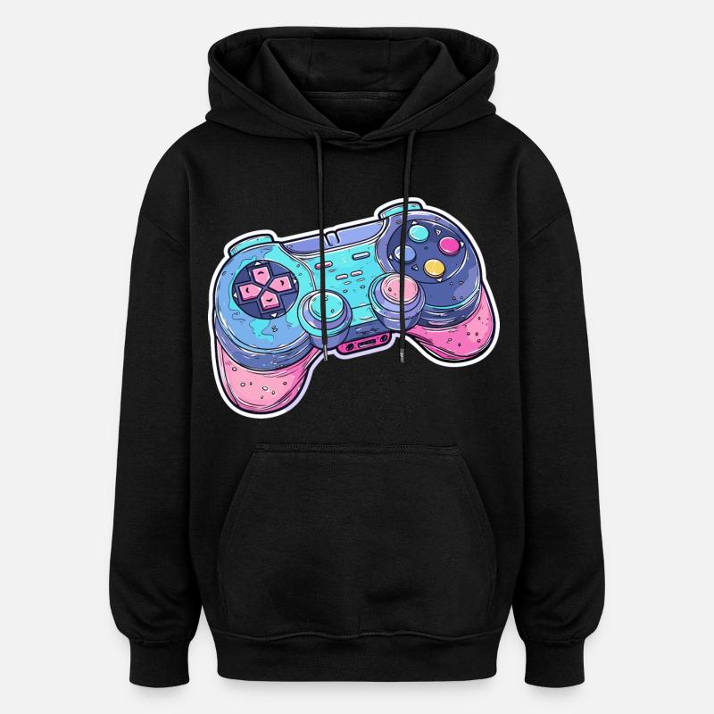 Graphismes de manette de jeu - Sweat à capuche oversize unisexe - noir