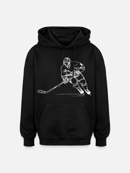 Hockey Player Line Art - Oversized Unisex Hoodie - black