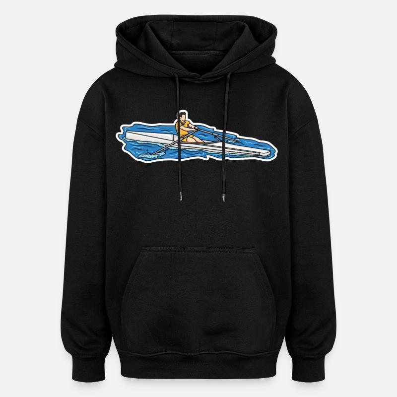 Croquis du rameur - Sweat à capuche oversize unisexe - noir