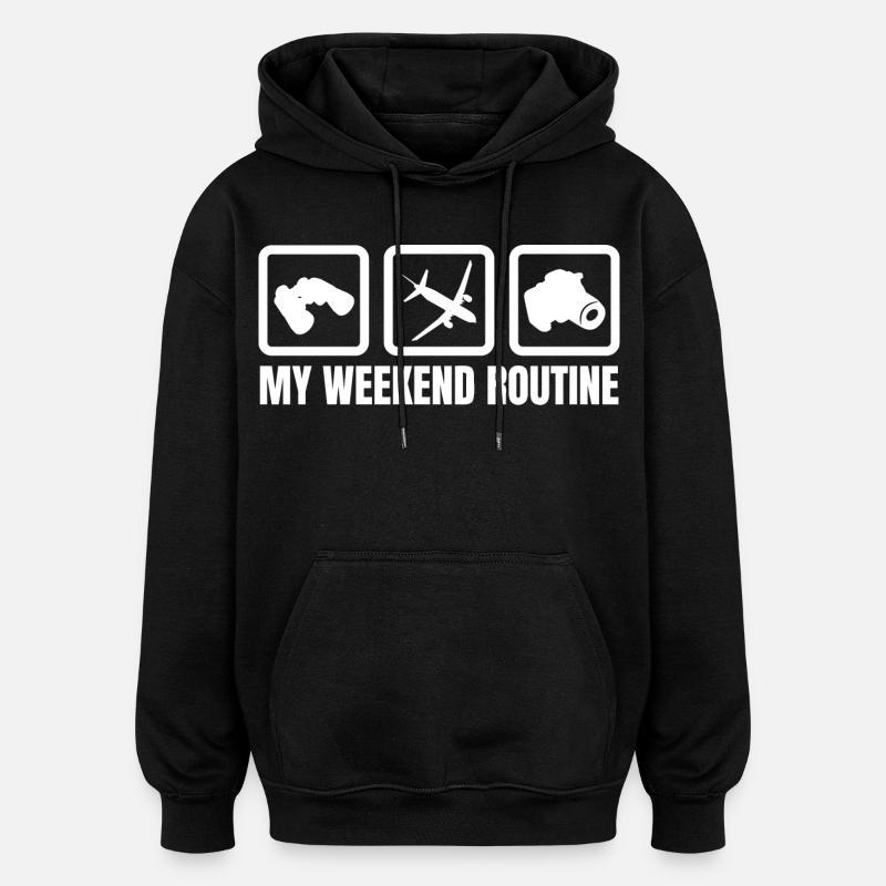 Week-end des amateurs d’avions - Sweat à capuche oversize unisexe - noir