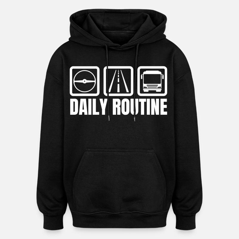 Quotidien - Sweat à capuche oversize unisexe - noir