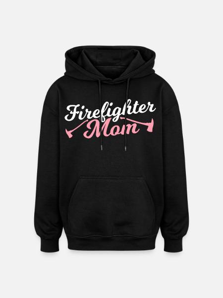 Maman pompiers - Sweat à capuche oversize unisexe - noir